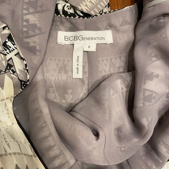 BCBGeneration Romper gray, purple, black, tan pattern. Size 0 - Picture 3 of 8